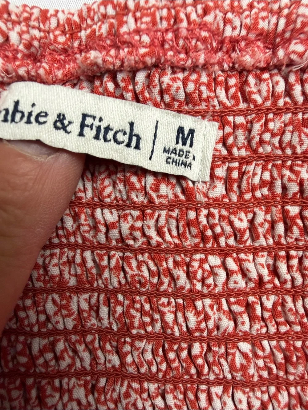 Abercrombie & Fitch Rust Floral Ruched V-Neck Top w/ balloon sleeves